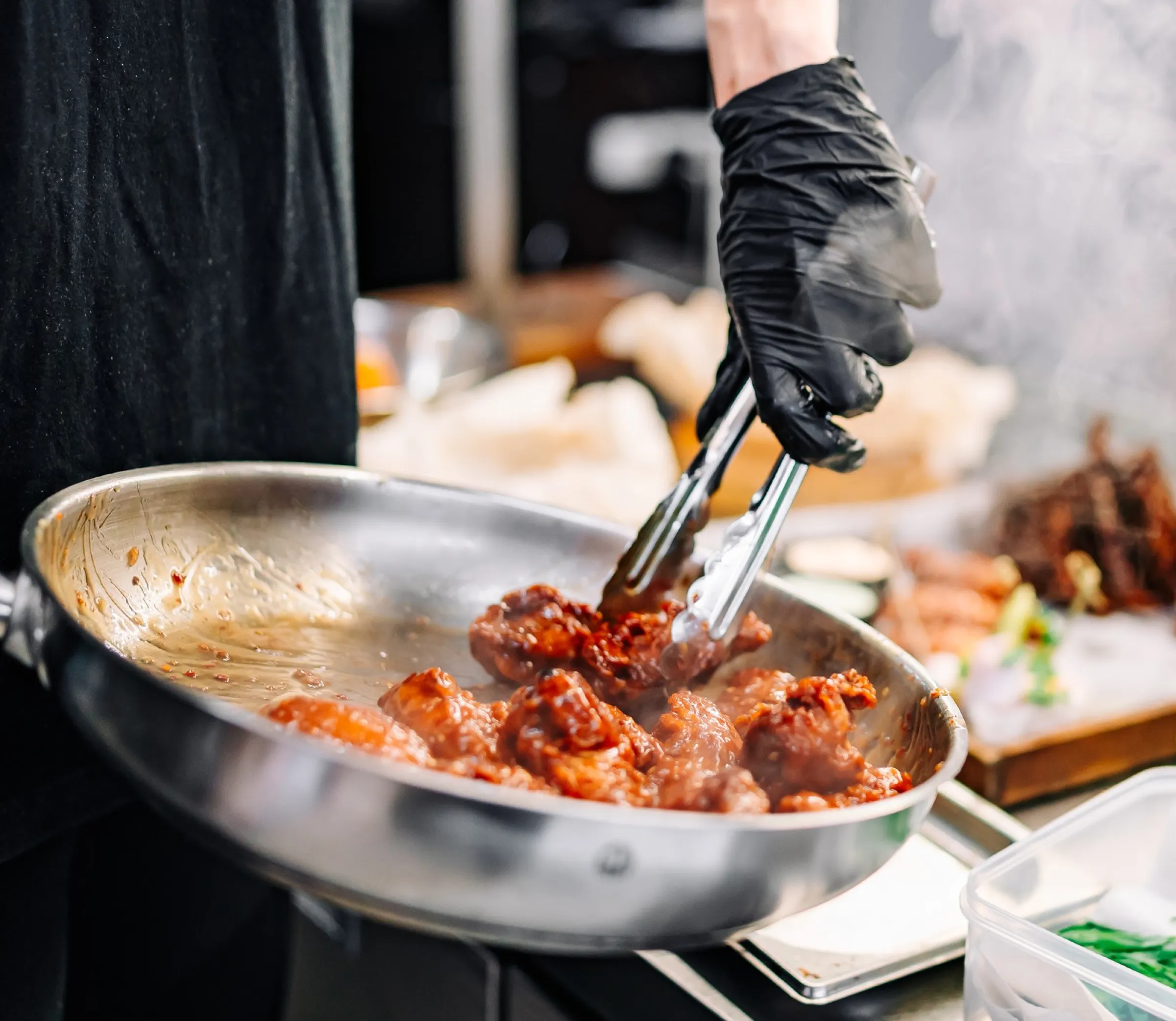 Private chef preparing a dish