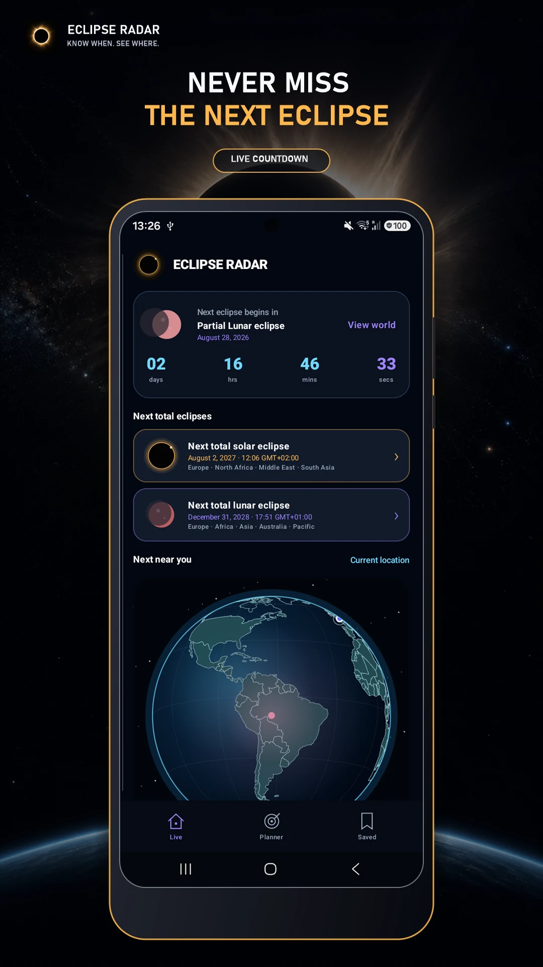 Eclipse Radar app