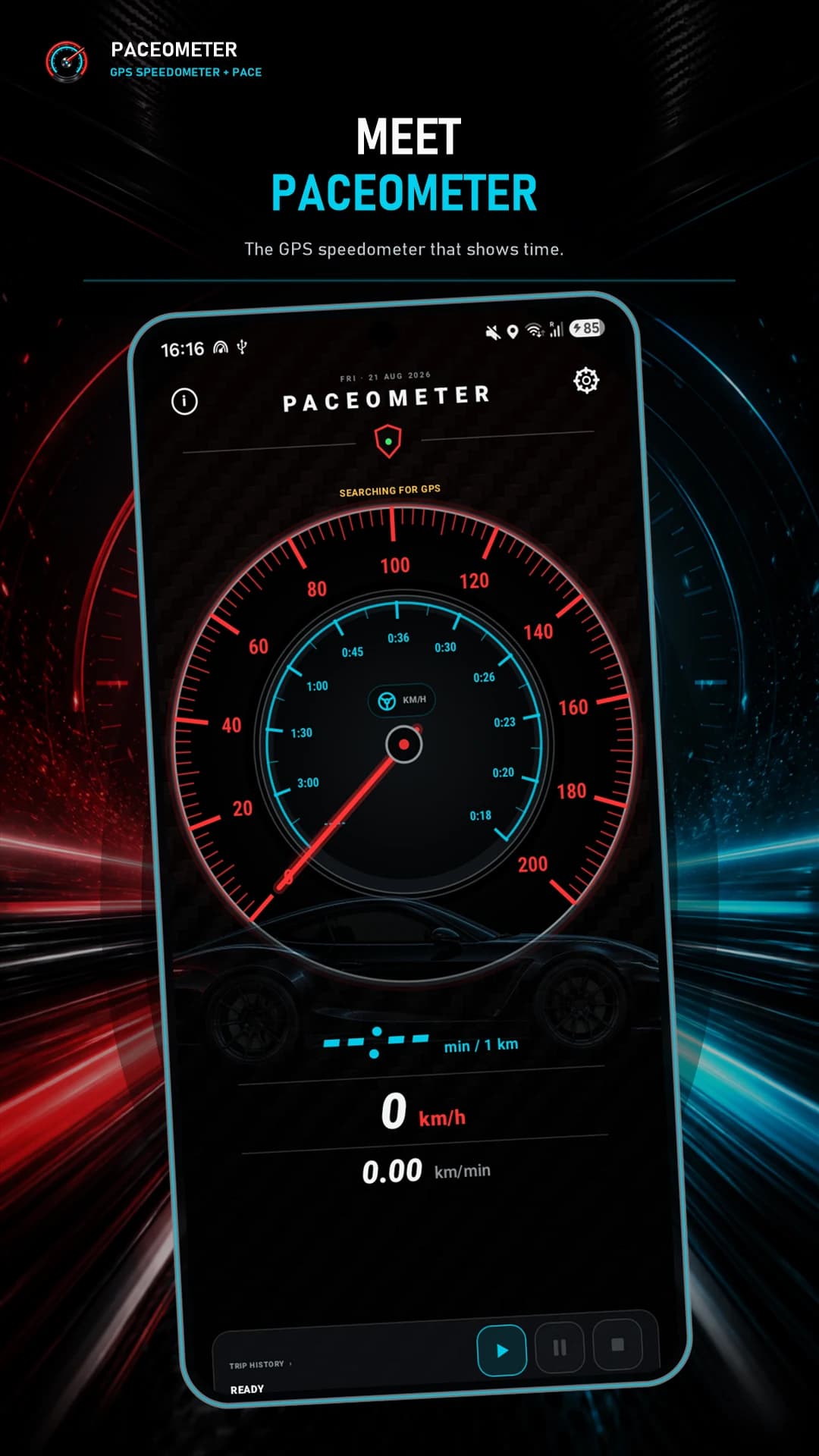 Paceometer zet GPS-snelheid om in reistijd