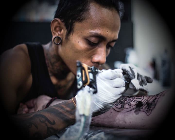 Gusti Surya, resident artist at Bali Famous Ink