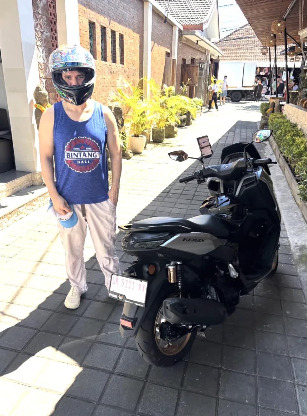 DC Rental Bali customer ready to ride