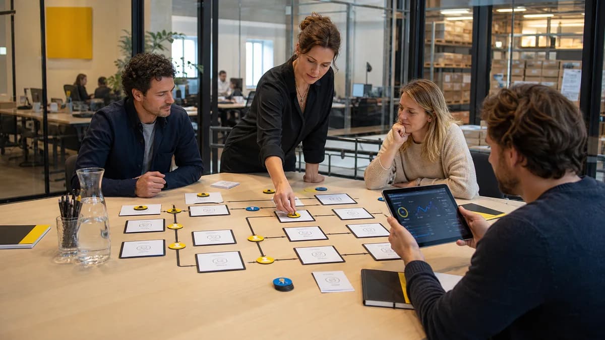 Een team ontwerpt rollen en stappen voor een praktische AI-assistent