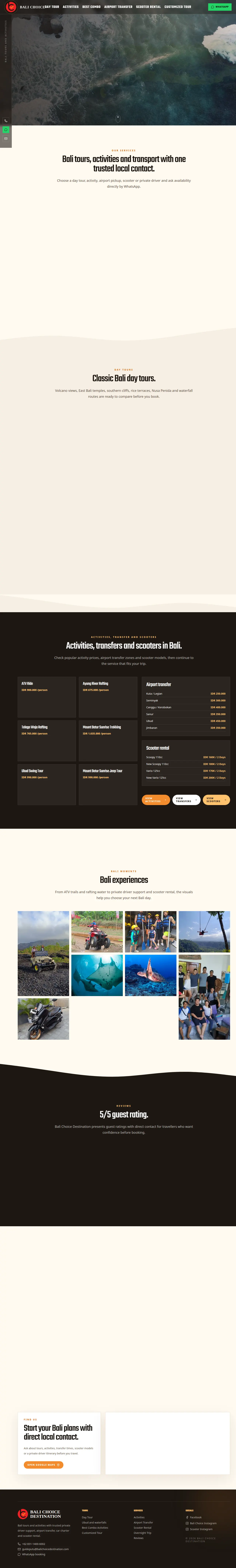 Desktop homepage of Bali Choice Destination