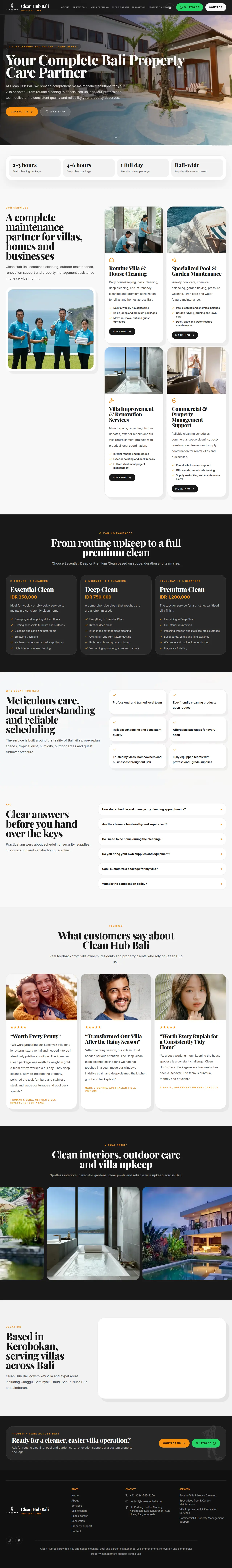 Desktop homepage of Clean Hub Bali
