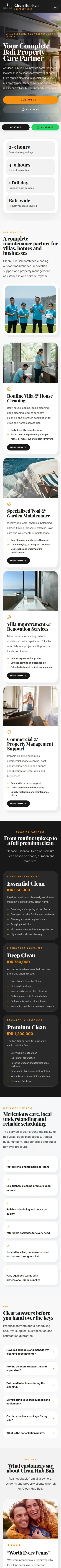 Mobile homepage of Clean Hub Bali